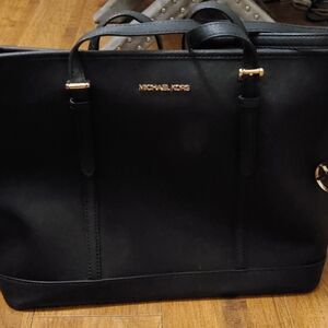 Michael Kors Black Tote with Gold Accents